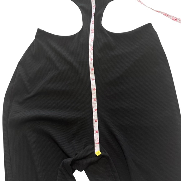 SUPERDOWN Darcey Cut Out Jumpsuit Ribbed Black Strapless Flare Event Medium M - Picture 15 of 16